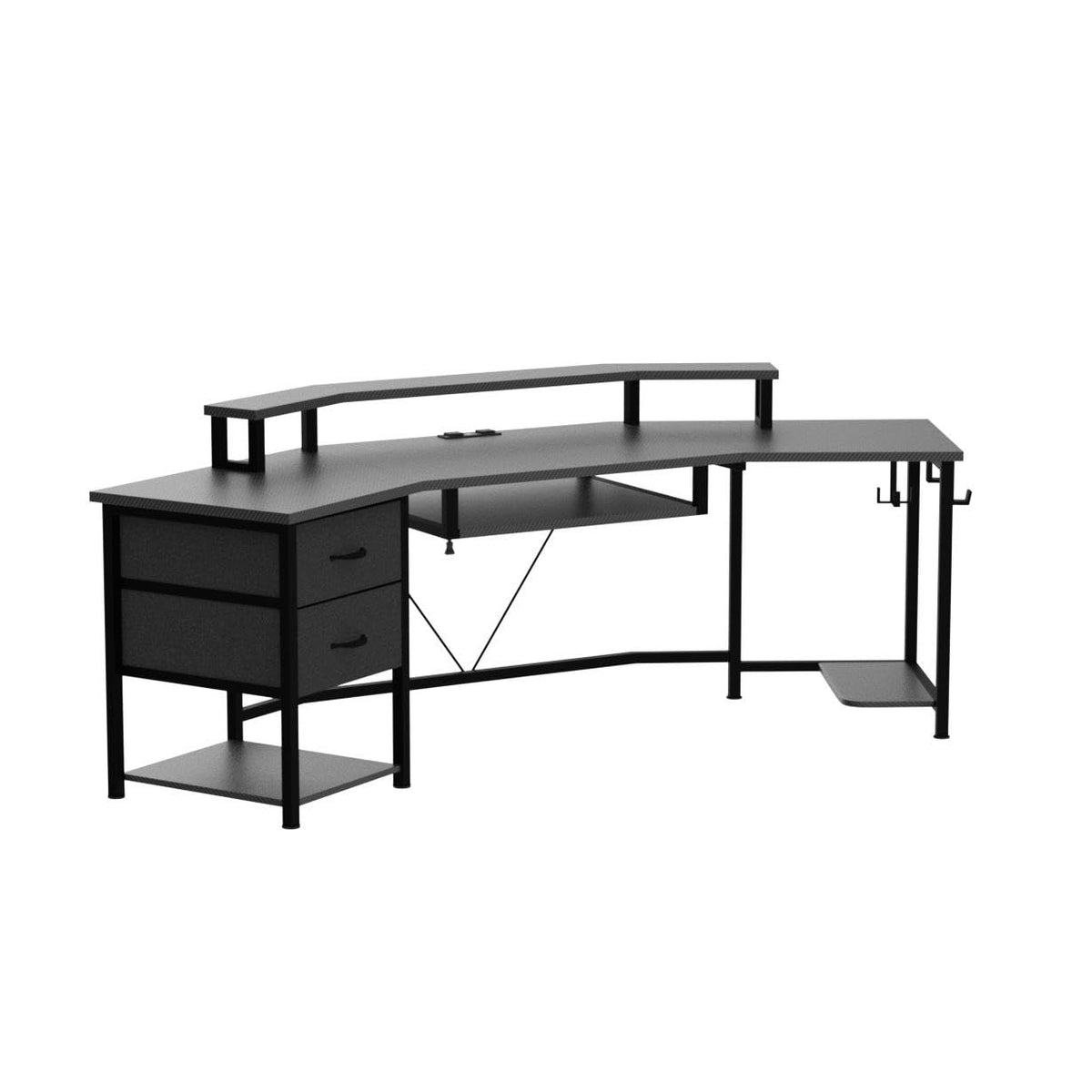 79" Gaming Desk with Fabric Drawers Storage Z68599
