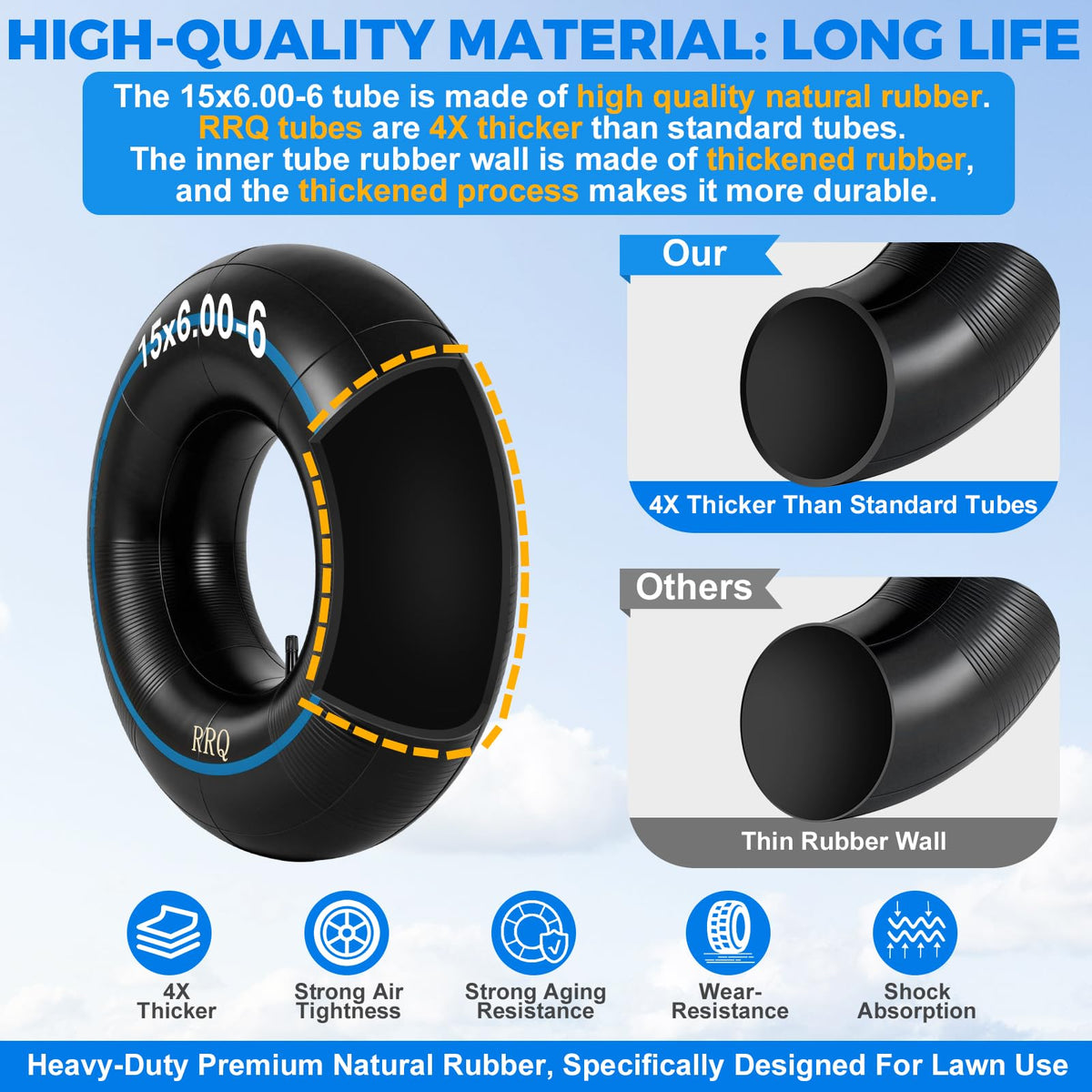 15x6.00-6 Lawn Mower Inner Tube, 2 Pack Z9674