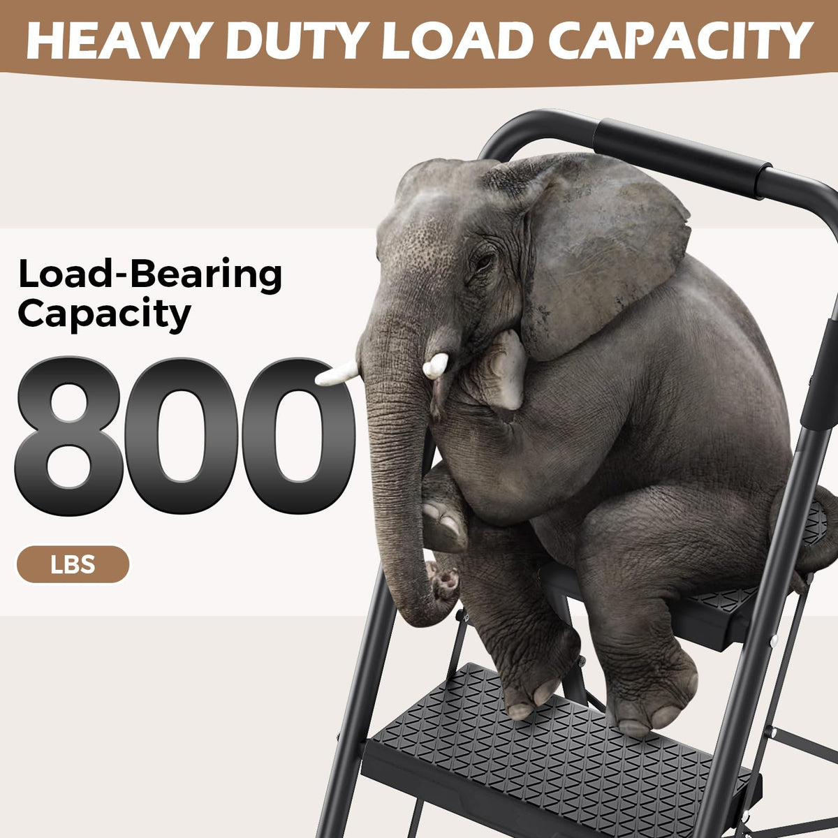 2-Step Folding Steel Step Stool with Handrail N1289