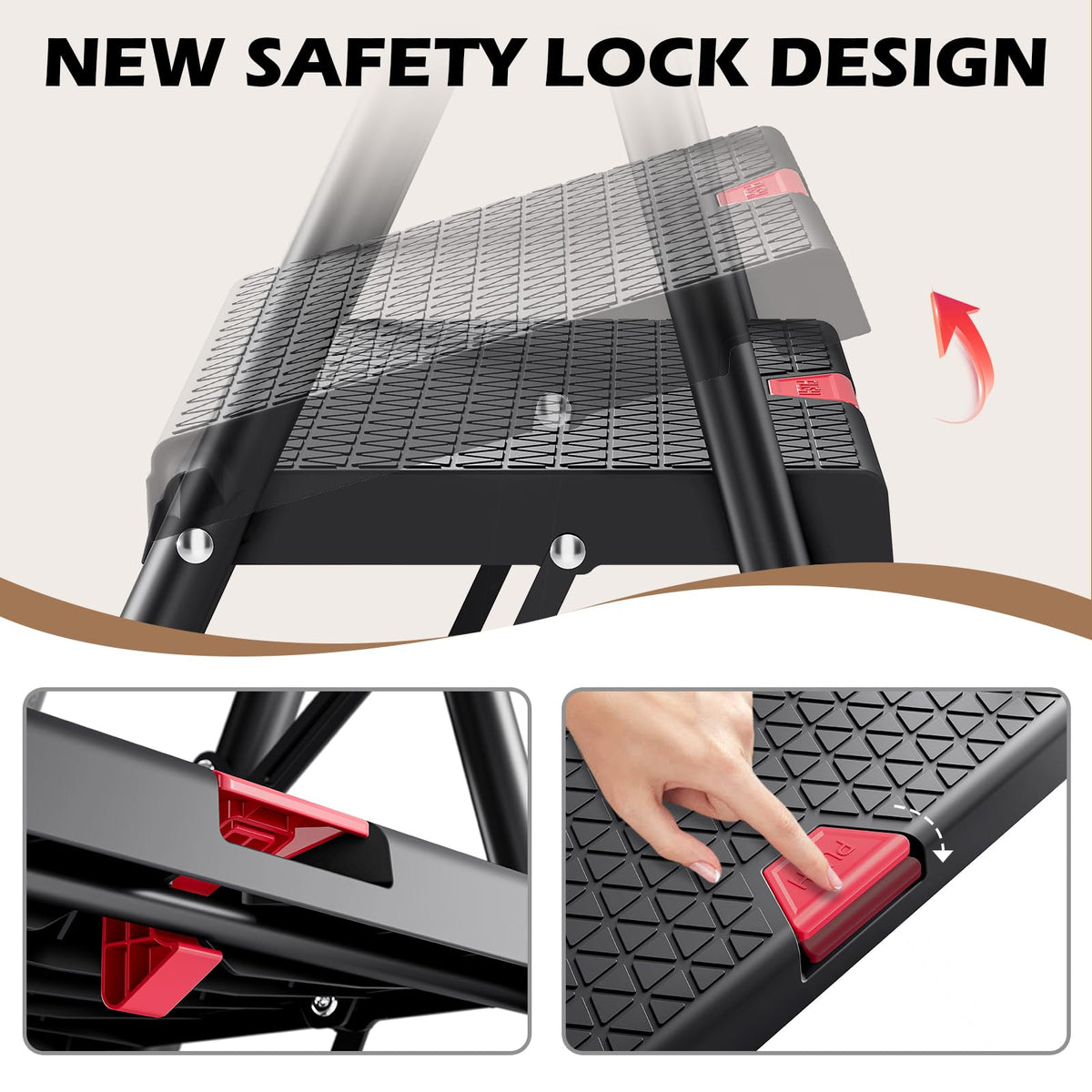 2-Step Folding Steel Step Stool with Handrail N1289