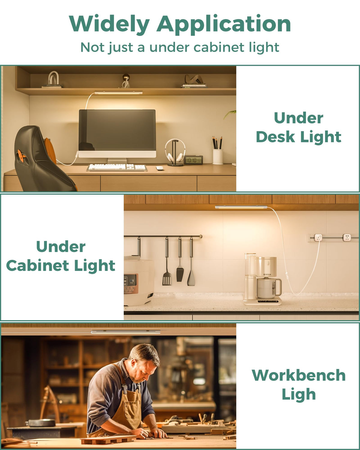 16" Under Cabinet LED Lights Plug in Workbench Light 700LM 2700K I197047