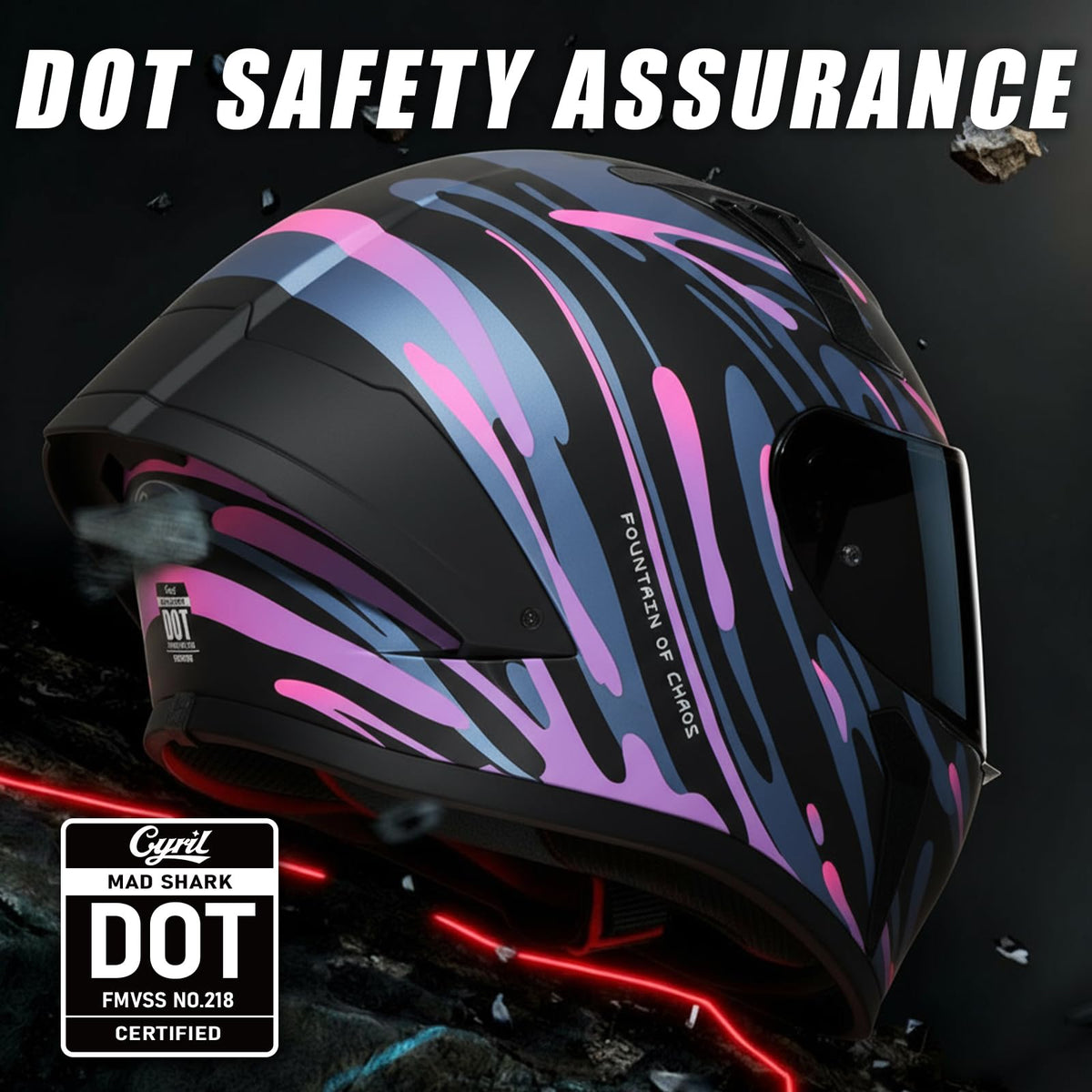 Full Face Motorcycle Helmet DOT Approved A832