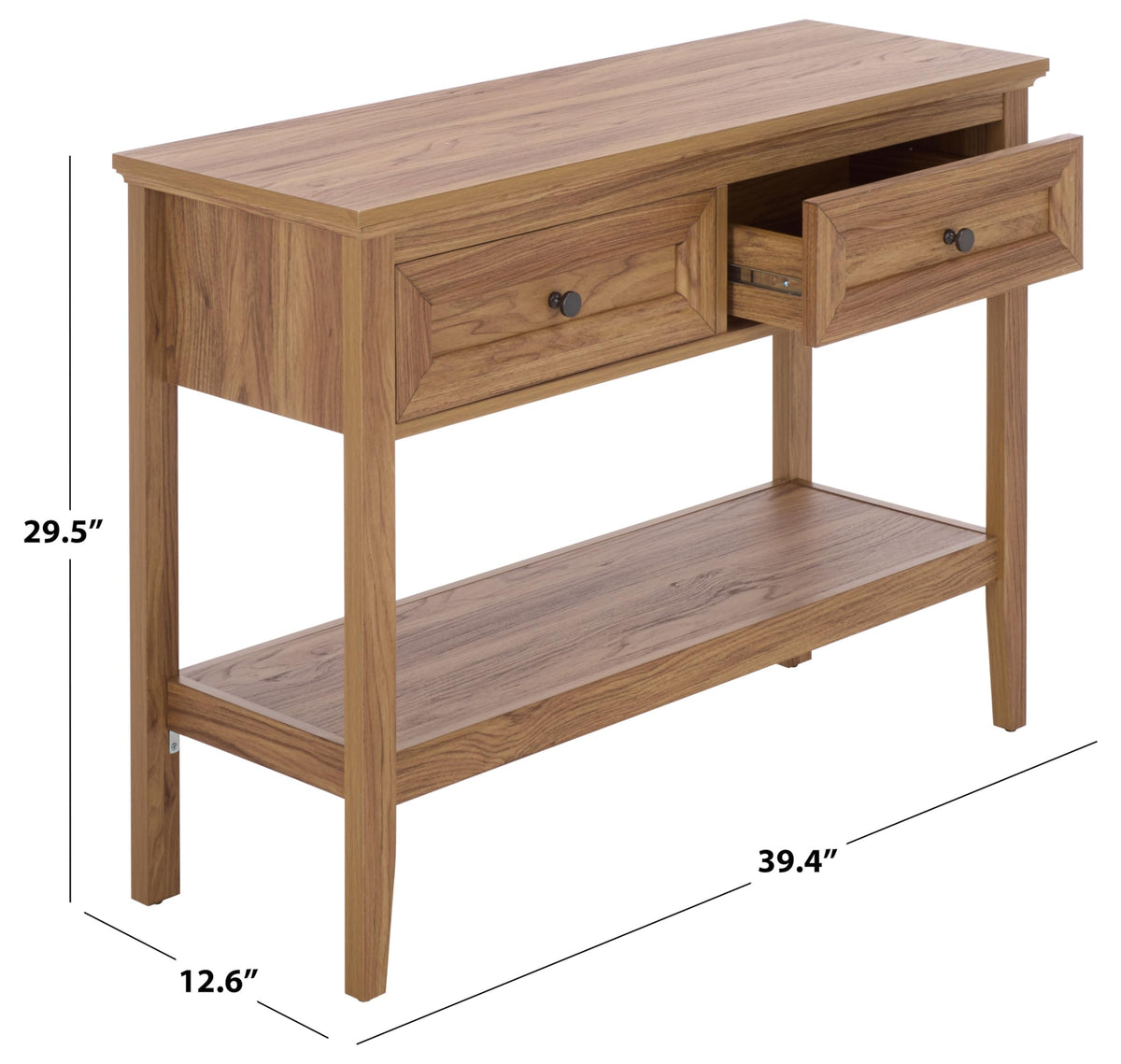 Oak 2-Drawer Console Table with Shelf Storage C16964