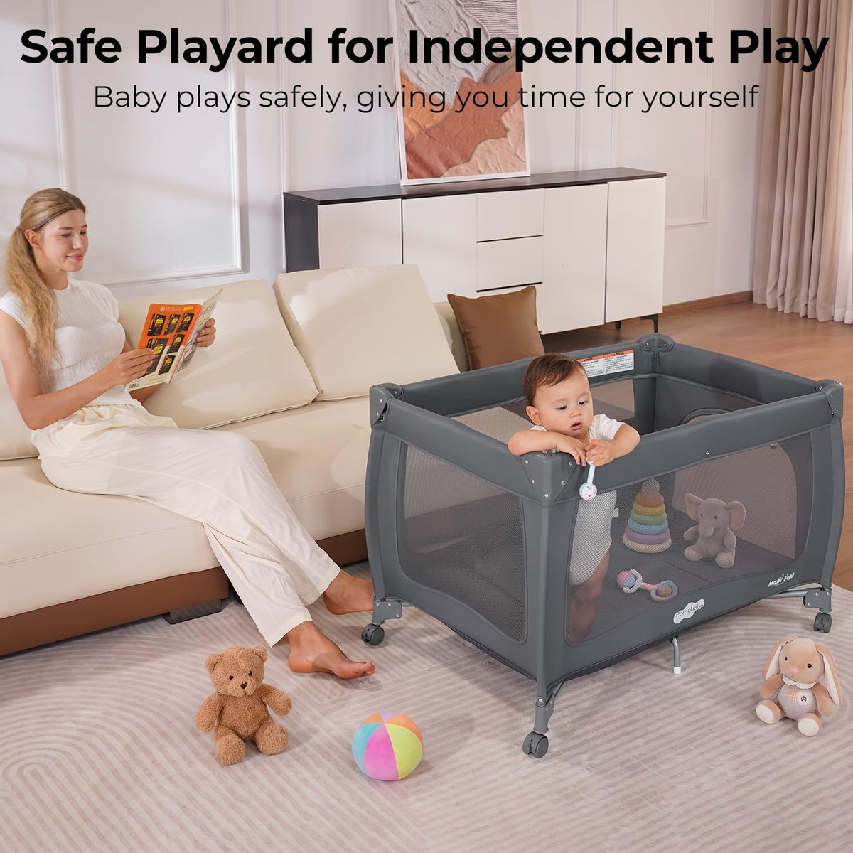 Portable Baby Playpen with Bassinet K2285