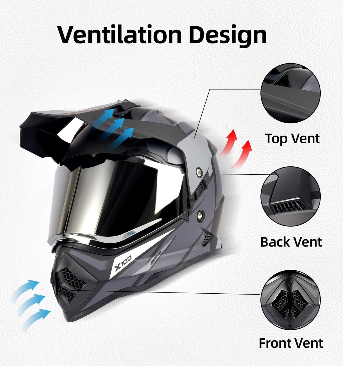 DOT Certified Dual Visor Motorcycle Helmet J6509