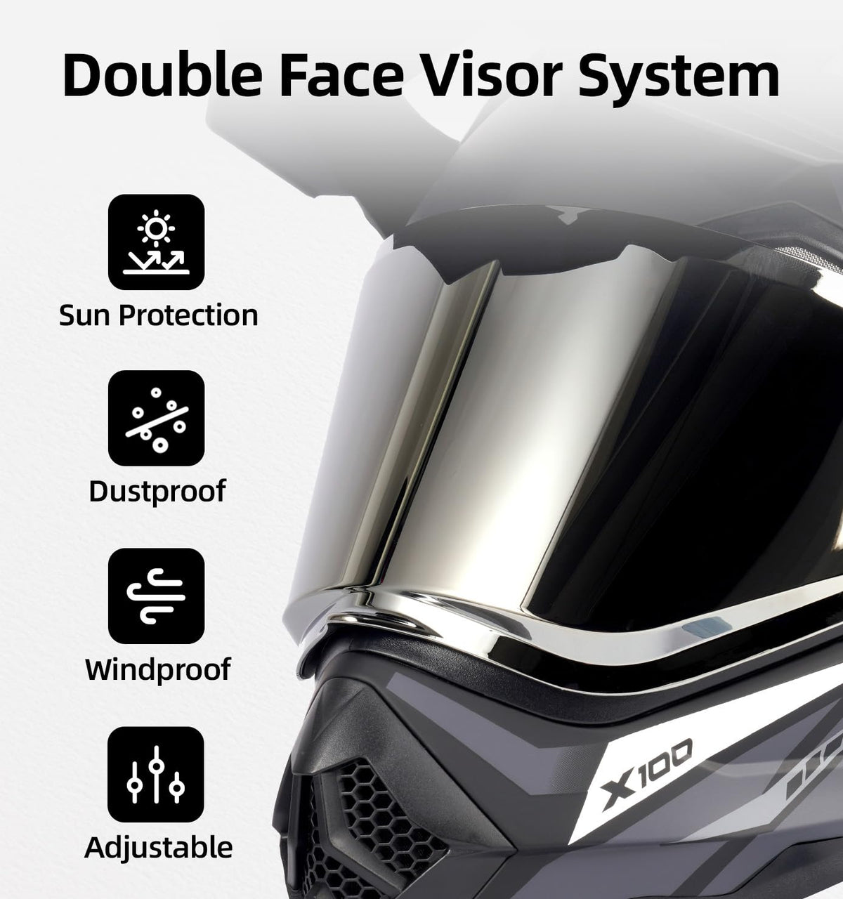 DOT Certified Dual Visor Motorcycle Helmet J6509