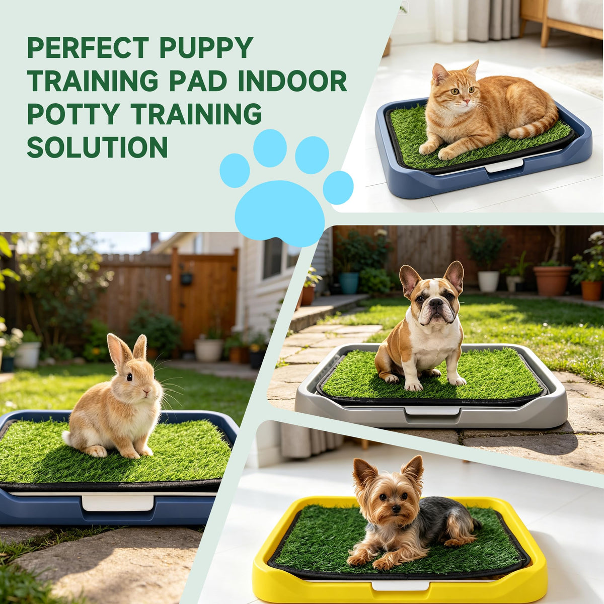2 Pack 18"x14" Artificial Dog Grass Potty Pad with Tray E6686