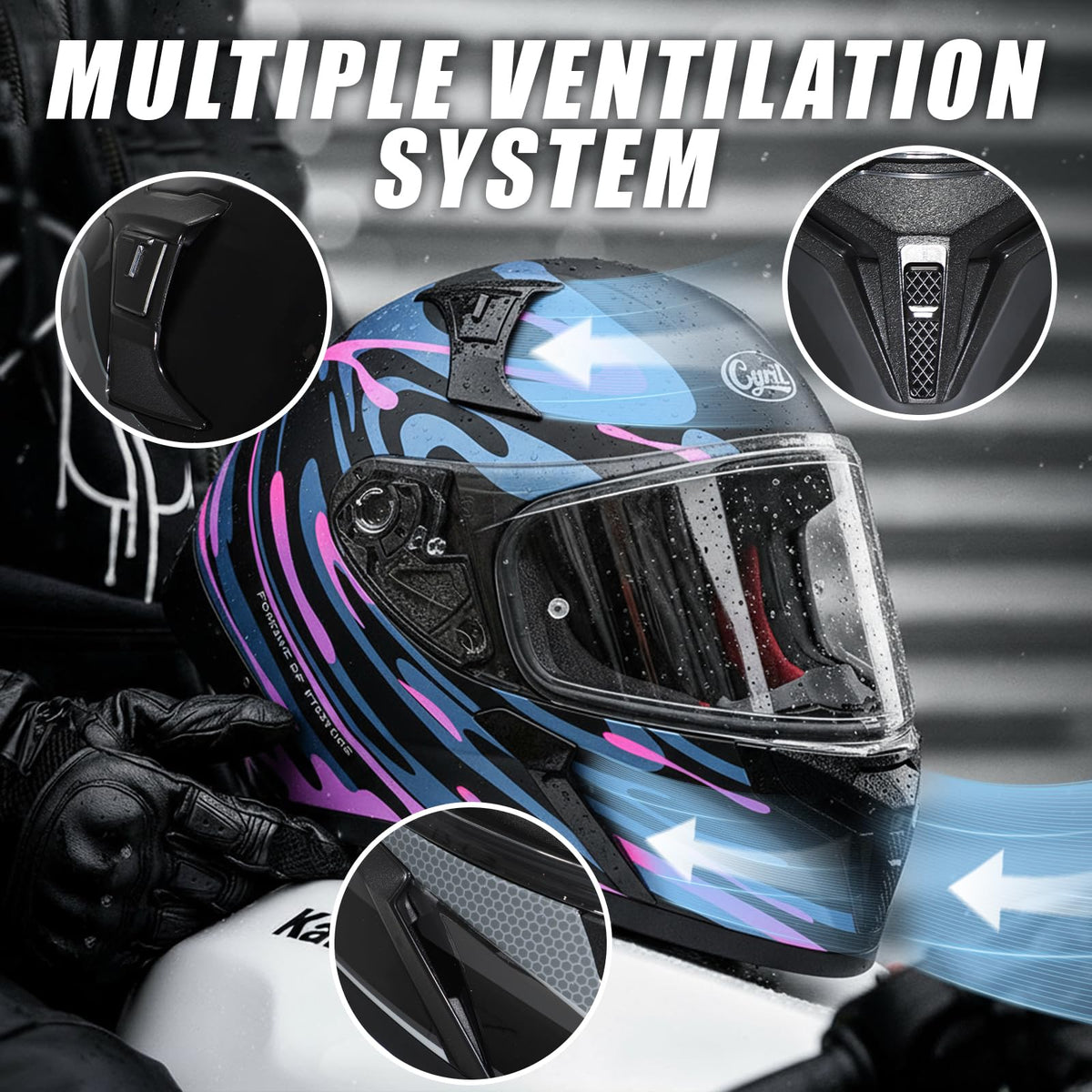 Full Face Motorcycle Helmet DOT Approved A832
