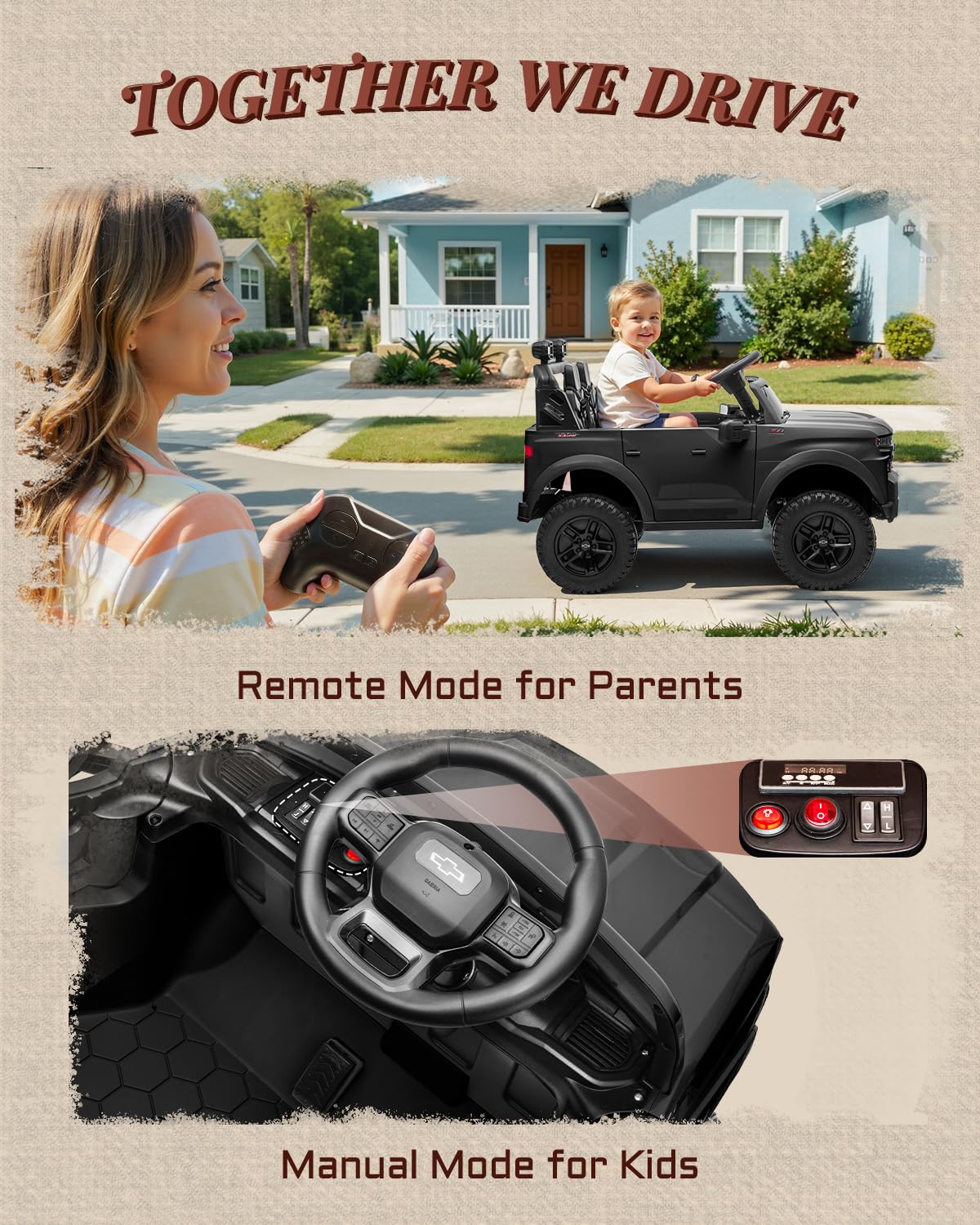 24V 2 Seater Electric Ride on Truck with Remote Control and Seat Belts (Black) N279