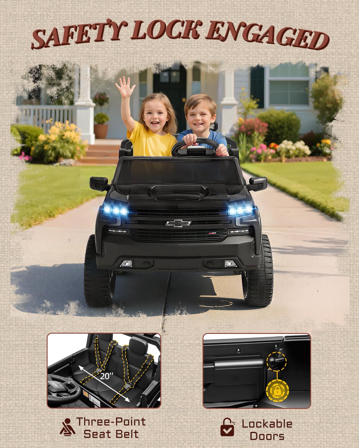 24V 2 Seater Electric Ride on Truck with Remote Control and Seat Belts (Black) N279