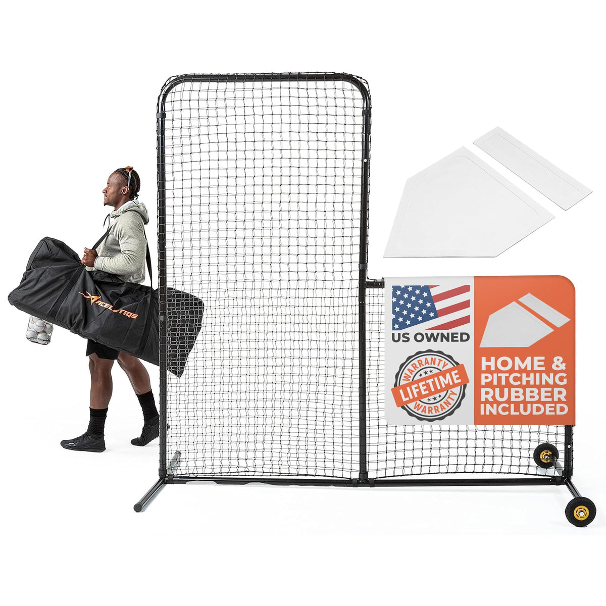 Baseball Pitching Net with Wheels 6 feet by 6 feet H831601
