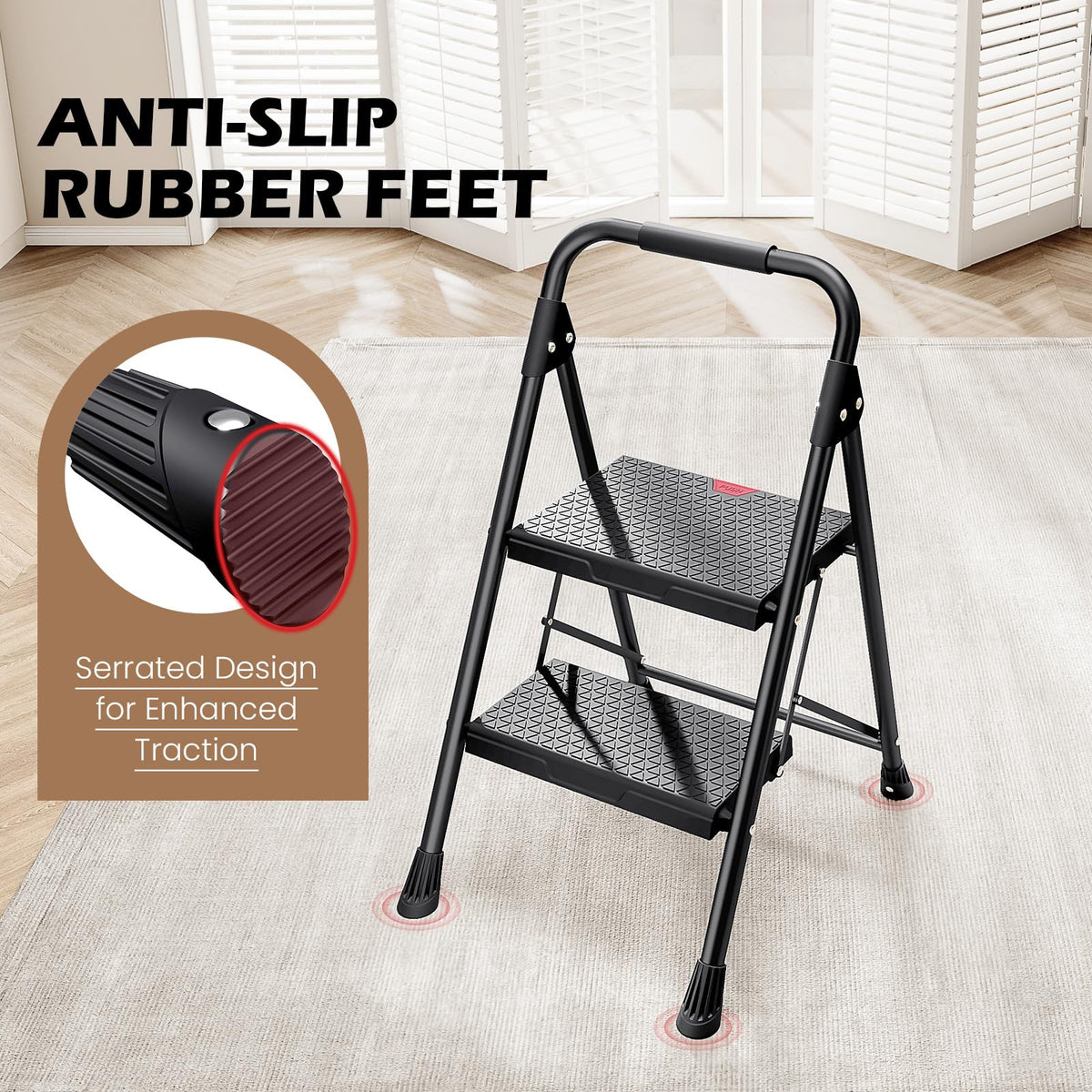 2-Step Folding Steel Step Stool with Handrail N1289