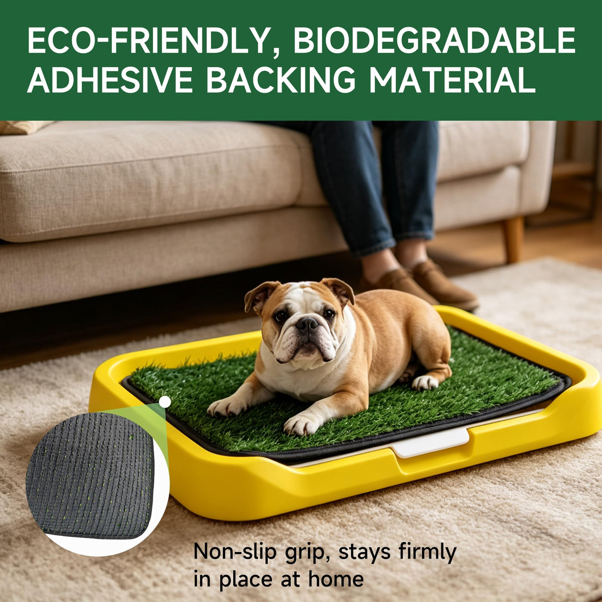 2 Pack 18"x14" Artificial Dog Grass Potty Pad with Tray E6686