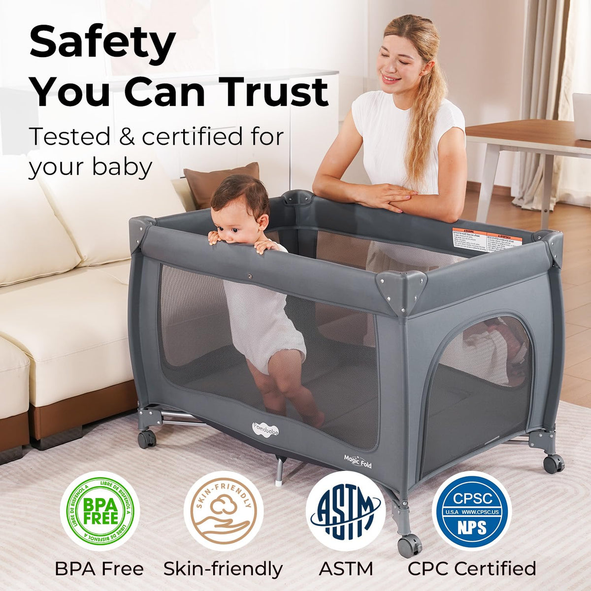 Portable Baby Playpen with Bassinet K2285