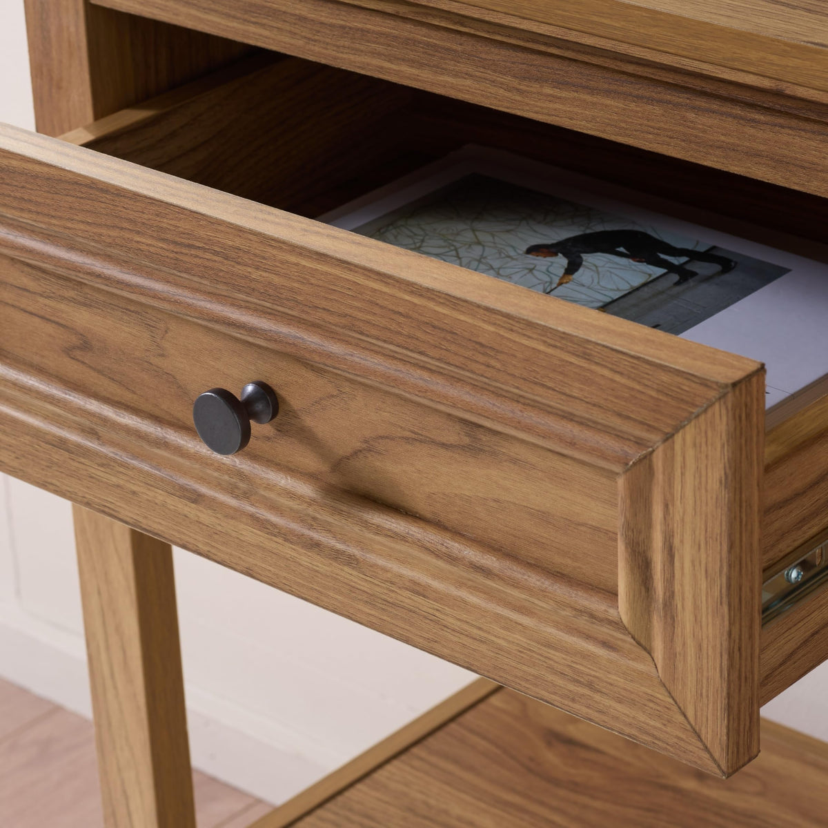 Oak 2-Drawer Console Table with Shelf Storage C16964