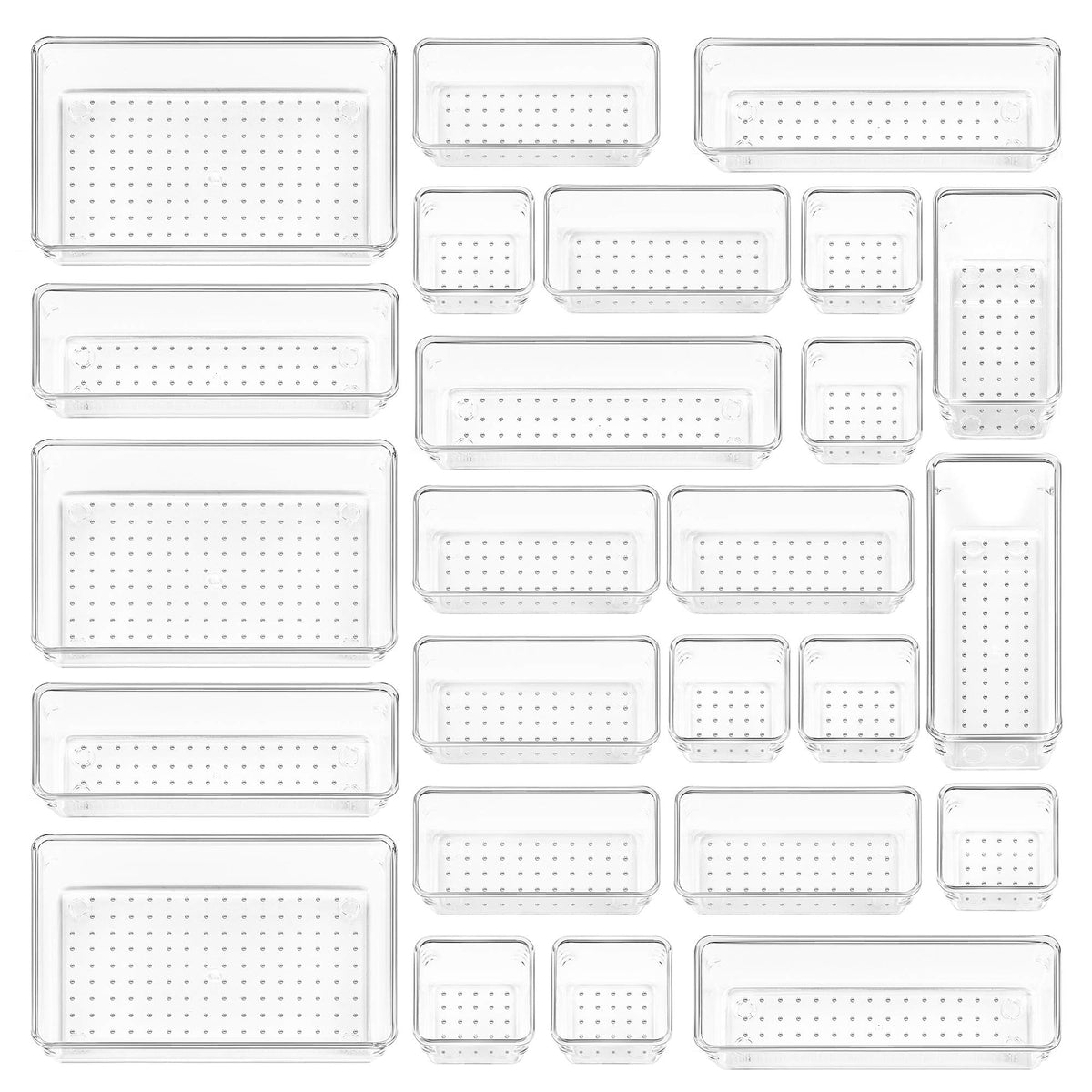 25 PCS Clear Plastic Drawer Organizers Set W702925